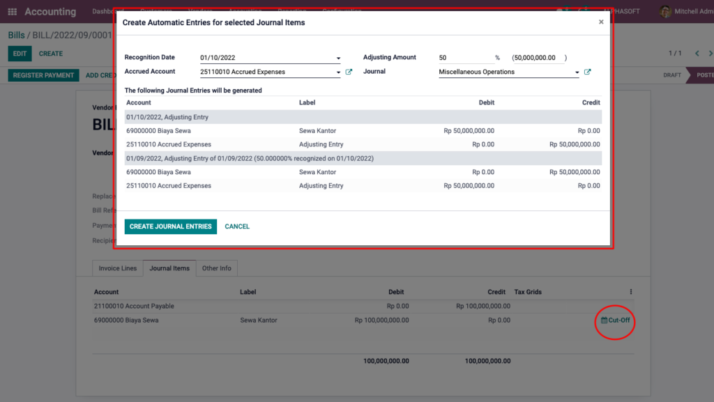 Fitur Cut Off Date di Journal Entries Odoo ERP 3