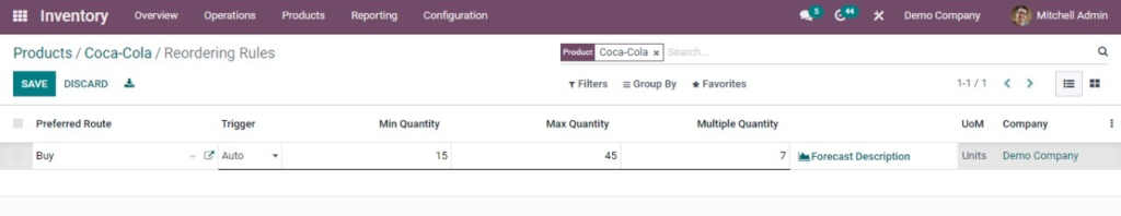 Reordering Rules dan Multiple Quantity pada Odoo ERP 4